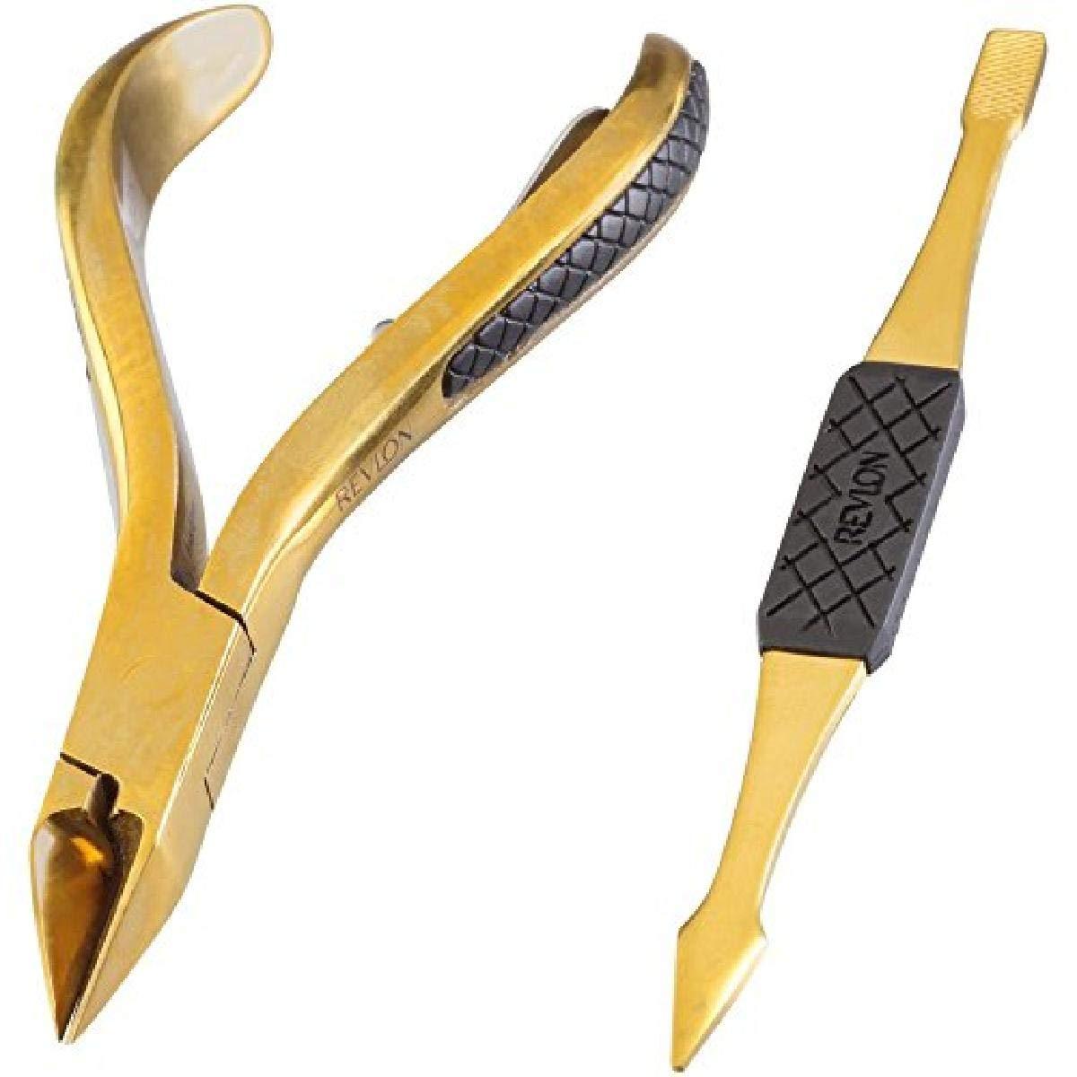 Revlon Gold Series Ingrown Away Set  includes Toenail Nipper and Dual Ended Toenail Tool  Titanium Coated for Maximum Durability