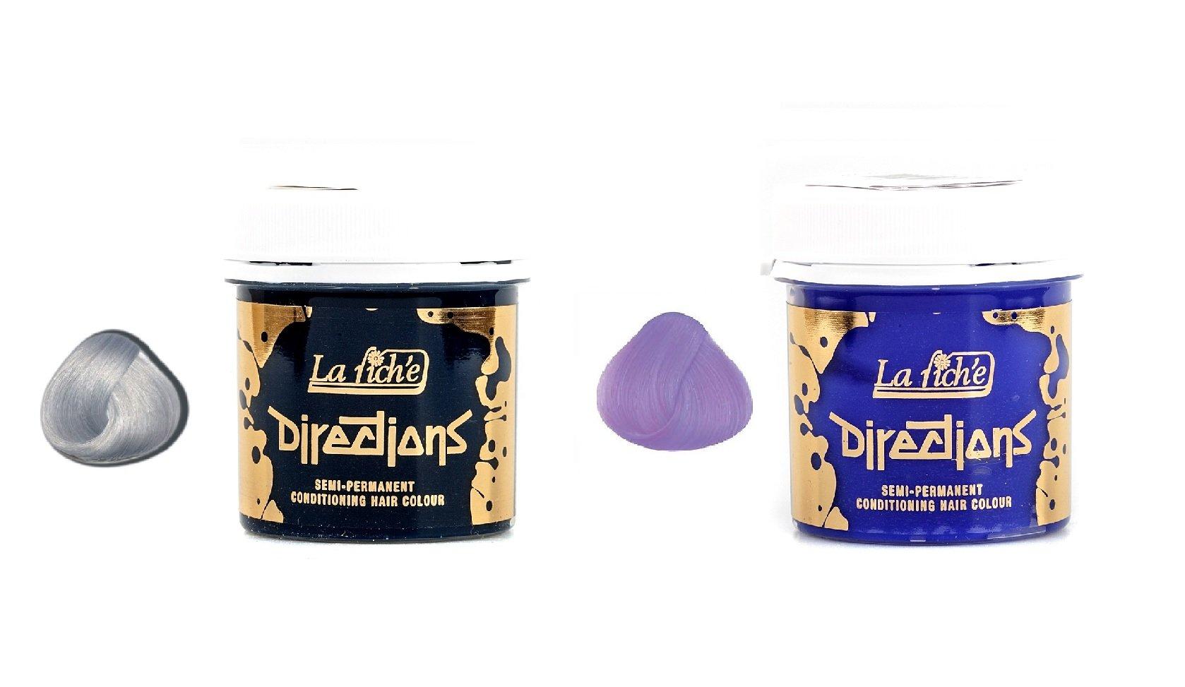 2 X La Riche Directions Semi-Permanent Hair Colour Dye Silver & Lilac Purple 2 count (Pack of 1)