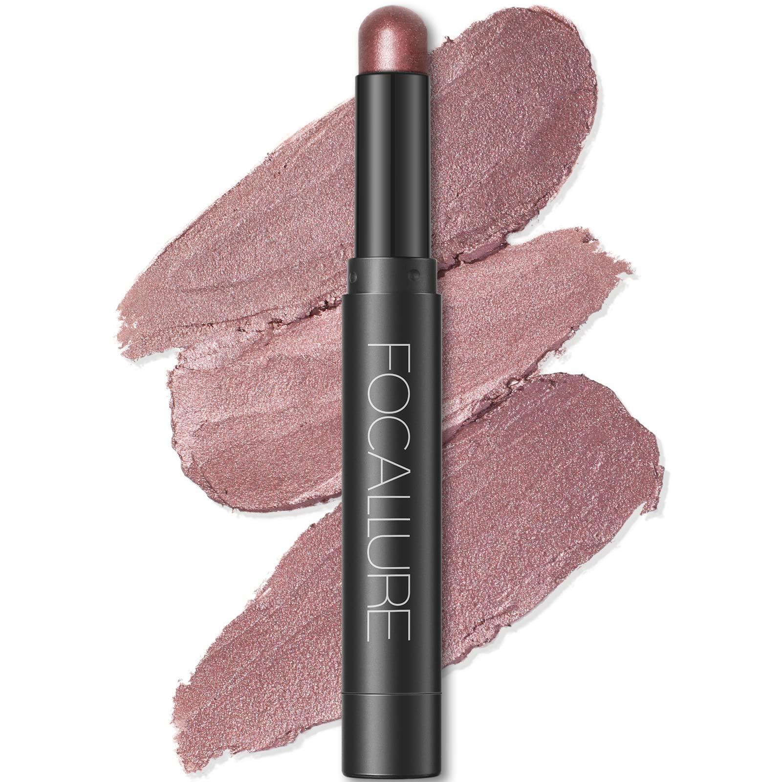 FOCALLURE Shimmer and Matte Cream Eyeshadow Stick Smooth Brilliant Eye Brightener Pencil High Pigment Eye Highlighter Pen for Women Long Lasting Waterproof Eye Shadow and Liners Makeup (MARS)