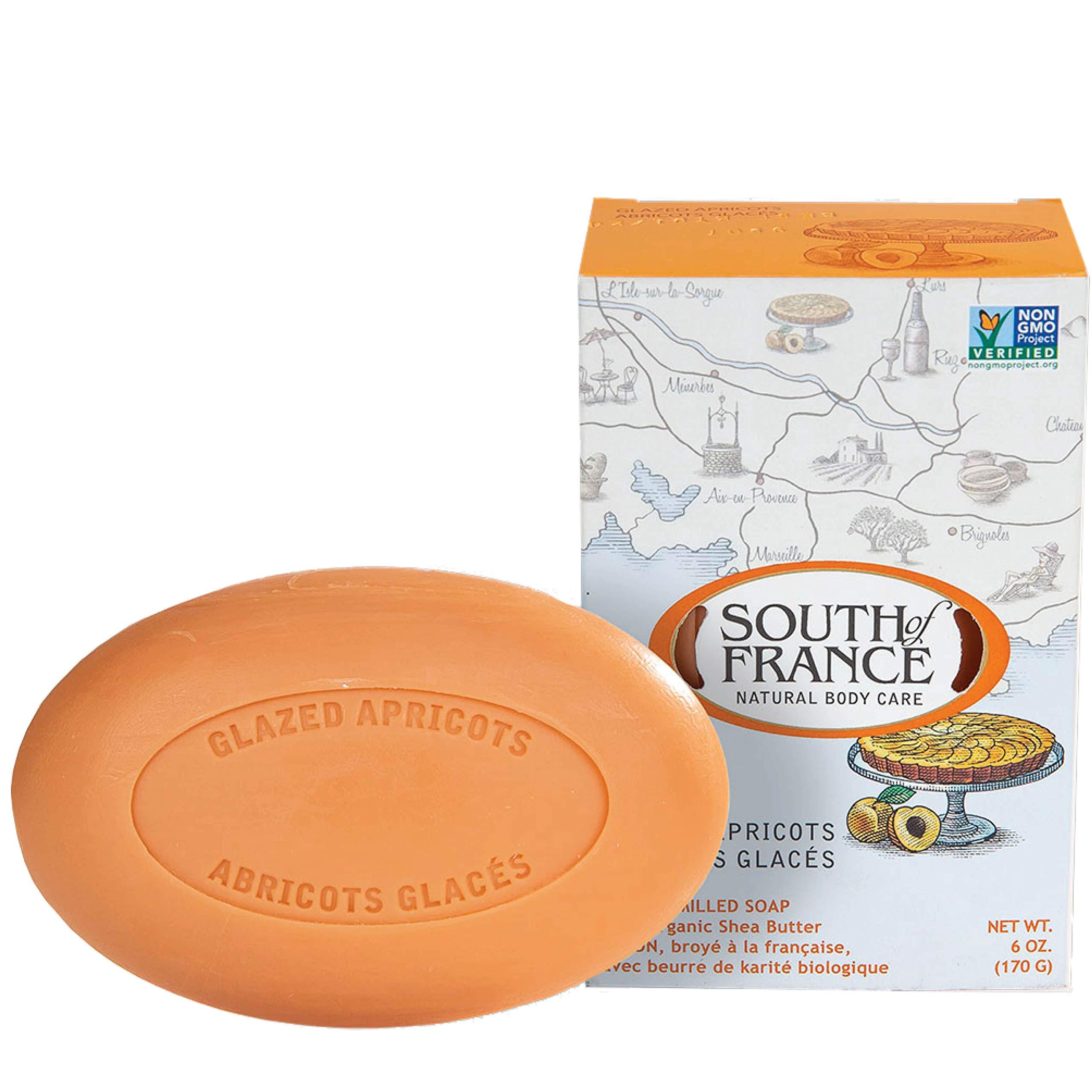 Glazed Apricots Clean Bar Soap by South of France Clean Body Care | Triple-Milled French Soap with Organic Shea Butter + Essential Oils | Vegan, Non-GMO Body Soap | 6 oz Bar Glazed Apricots 1 Bar